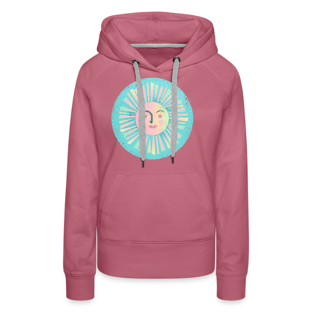 Frauen Premium Hoodie - “Vintage-Sonne” - Malve
