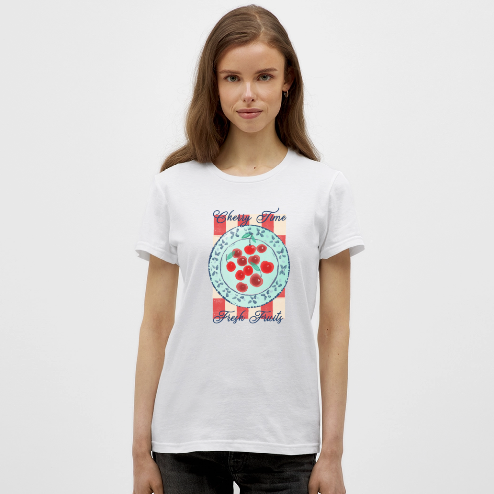 Frauen T-Shirt - “Kirschenzeit” - Weiß