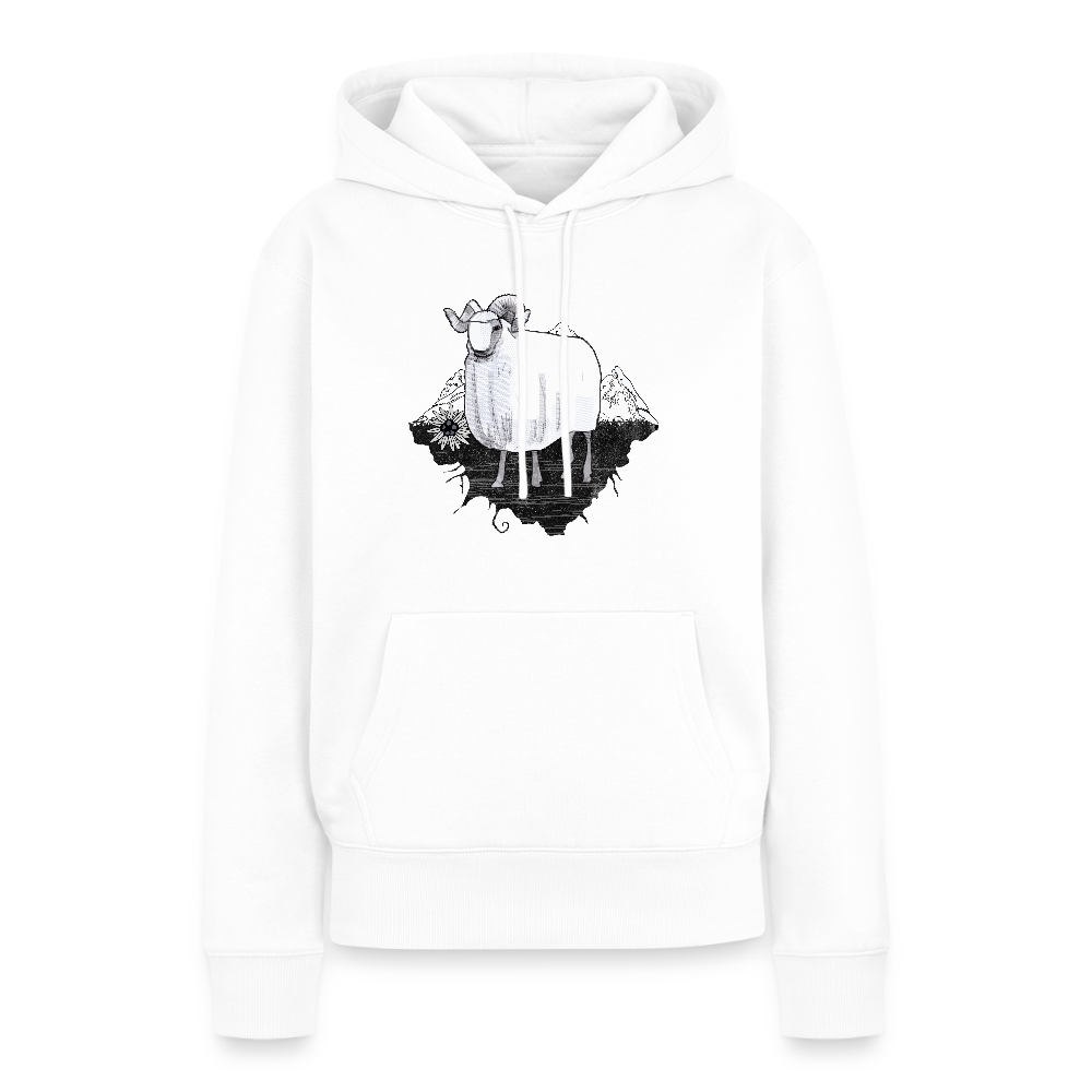 Frauen Premium Hoodie - "Schaf in den Bergen" - Weiß