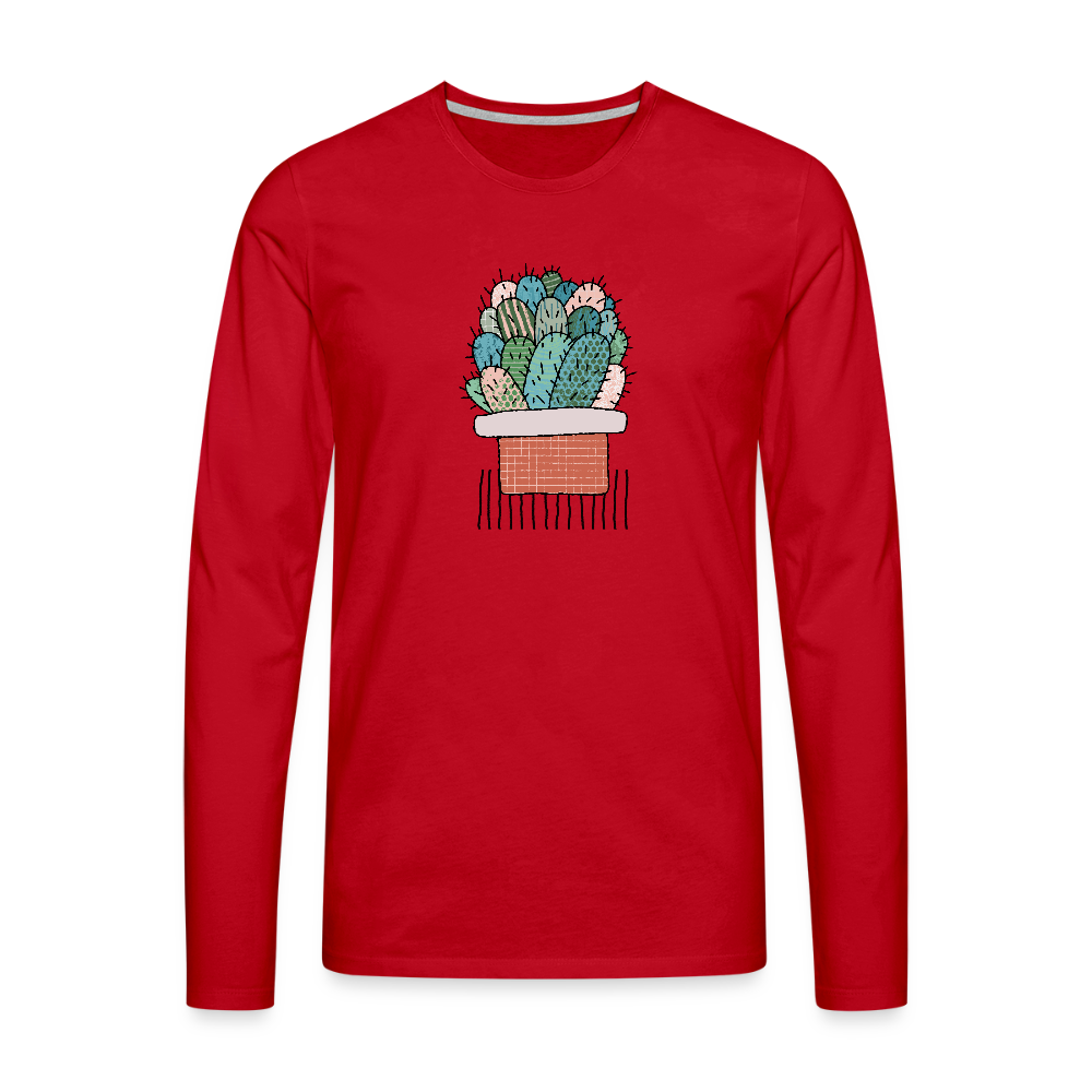 Männer Premium Langarmshirt - "Kaktus in Terracotta" - Rot