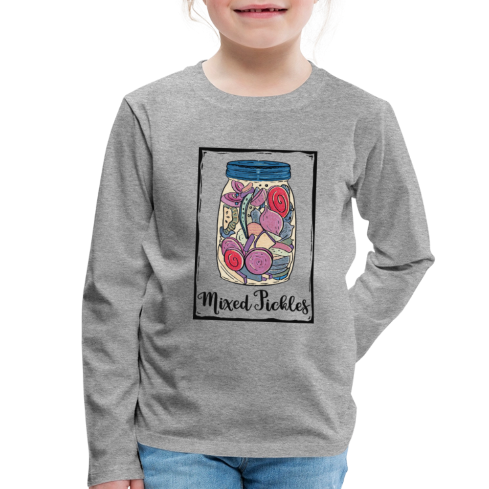 Kinder Premium Langarmshirt - “Mixed Pickles” - Grau meliert