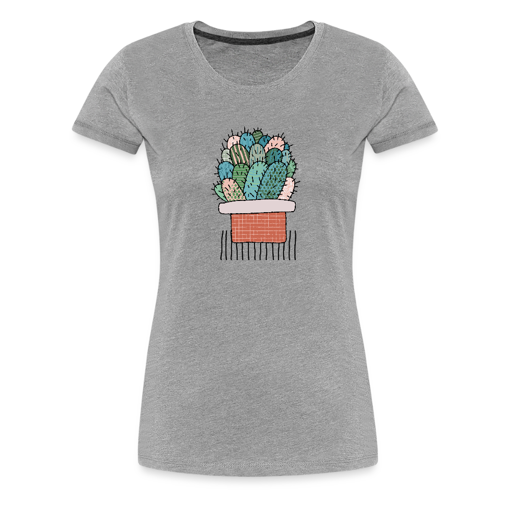 Frauen Premium T-Shirt "Kaktus in Terracotta" - Grau meliert
