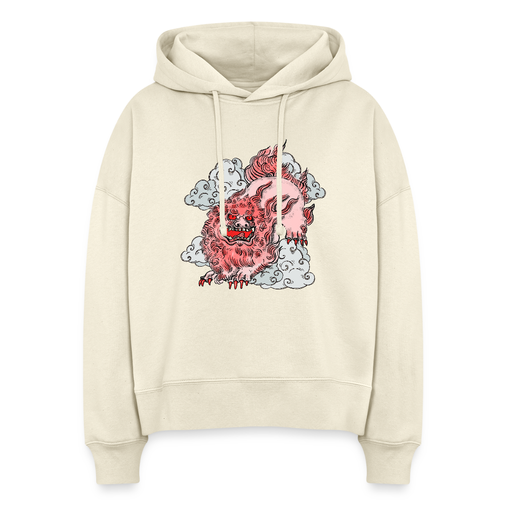 Stanley/Stella Boxy Frauen Bio Hoodie - “Fu Dog” - Weißgrau