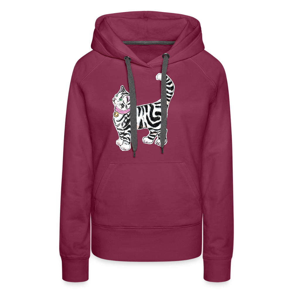 Frauen Premium Hoodie - “Getigerte Katze” - Bordeaux