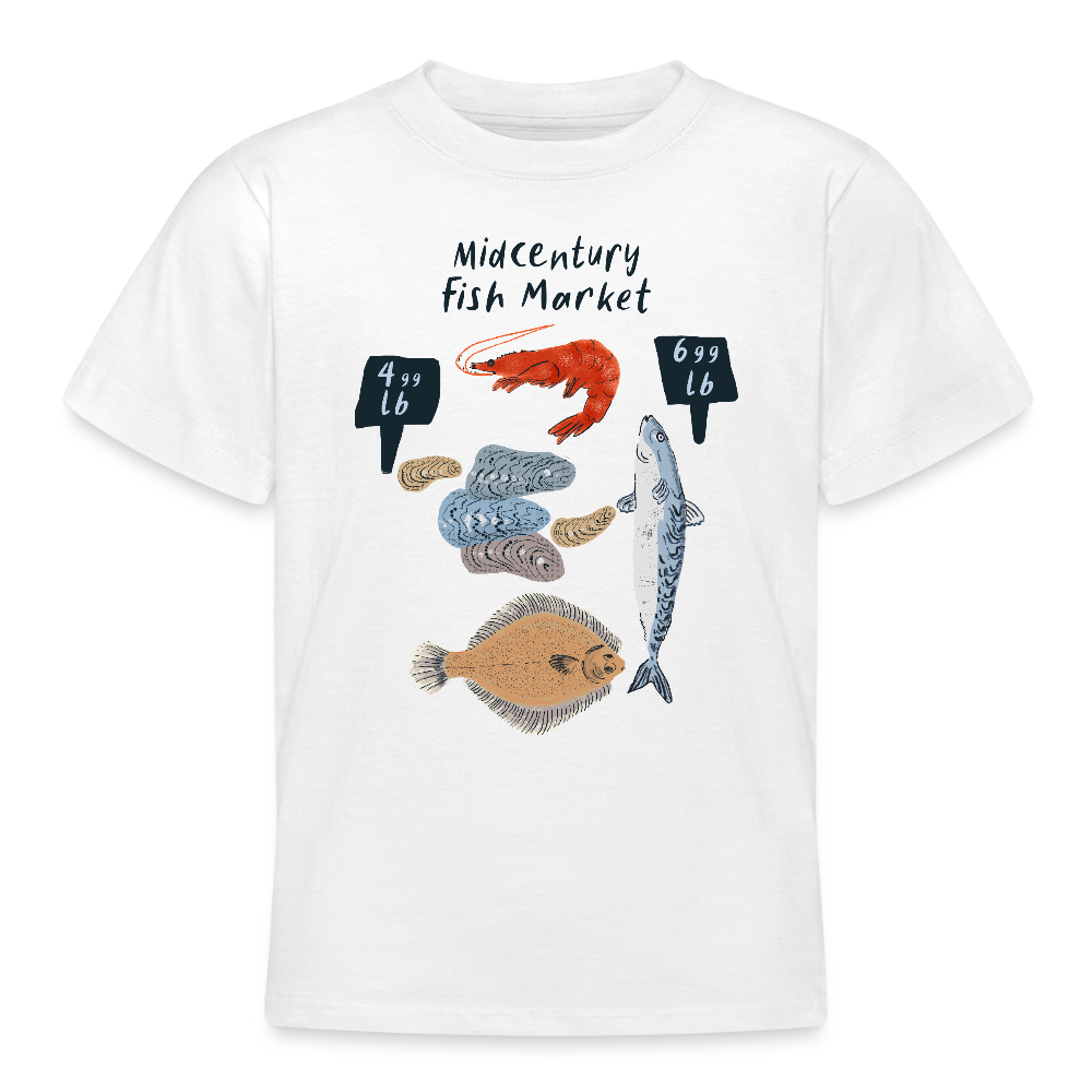 Teenager T-Shirt - “Midcentury Fish Market” - Weiß