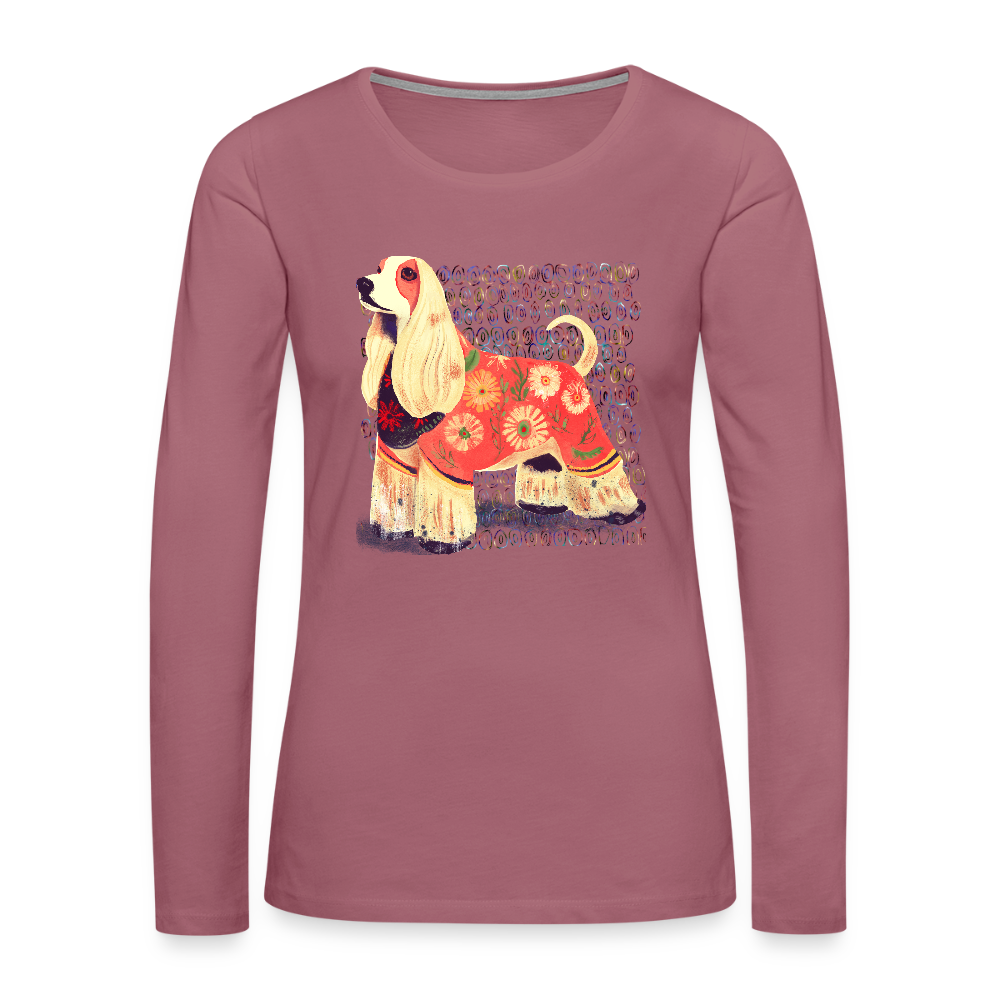 Frauen Premium Langarmshirt - “Dog Figurine” - Malve