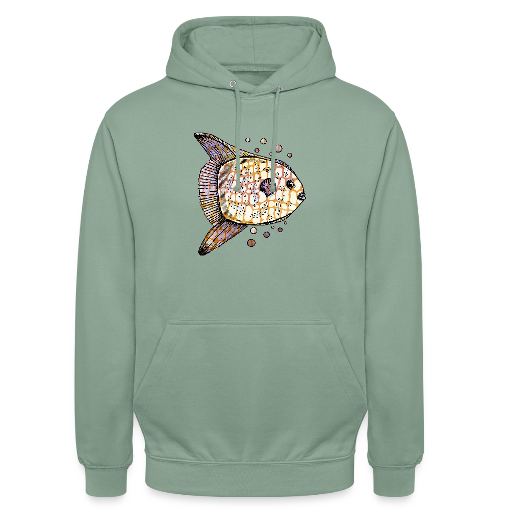 Unisex Hoodie "Fantastischer Mondfisch" - Graugrün