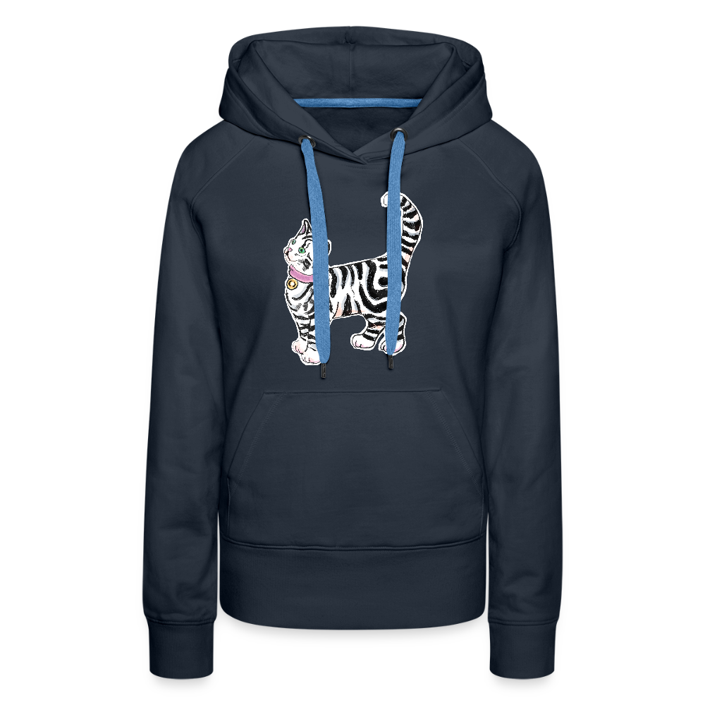 Frauen Premium Hoodie - “Getigerte Katze” - Navy
