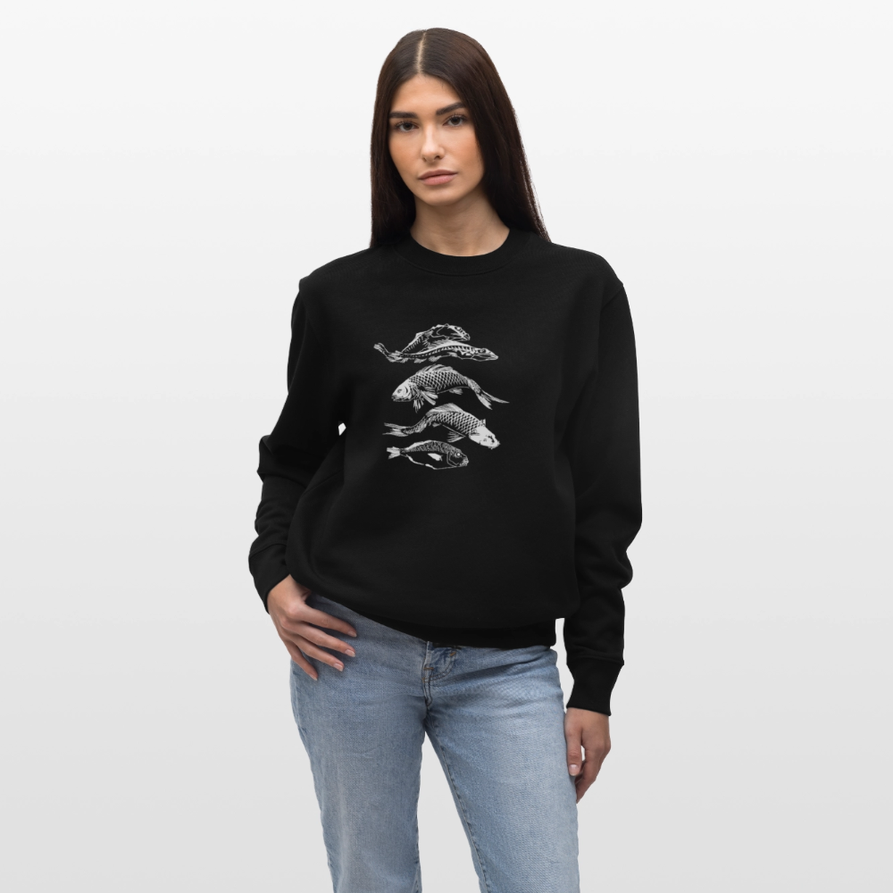 Männer Bio-Sweatshirt - “Fischsilhouetten” - Schwarz