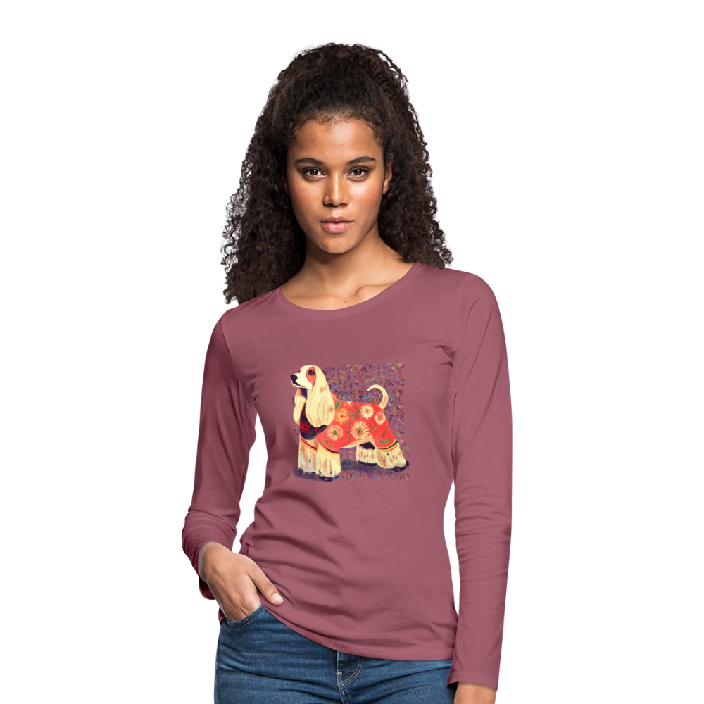Frauen Premium Langarmshirt - “Dog Figurine” - Malve