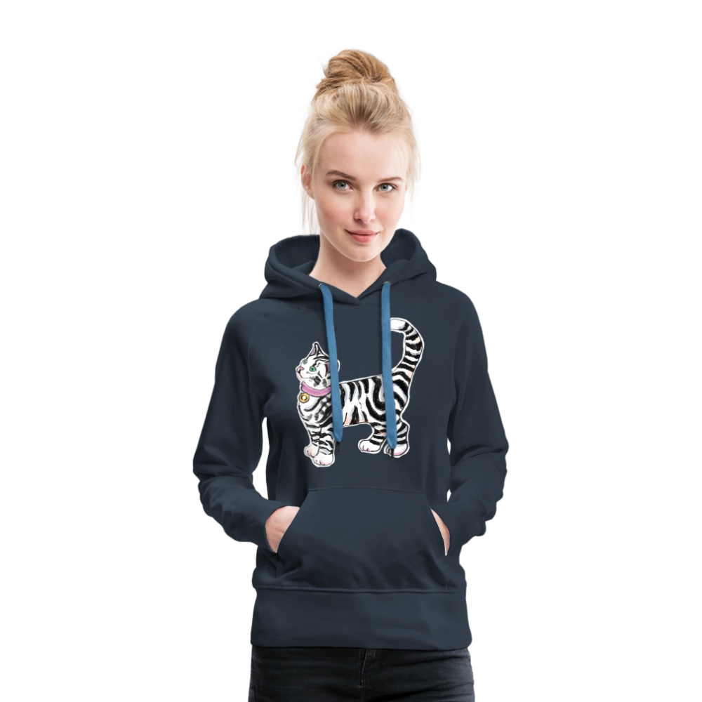 Frauen Premium Hoodie - “Getigerte Katze” - Navy