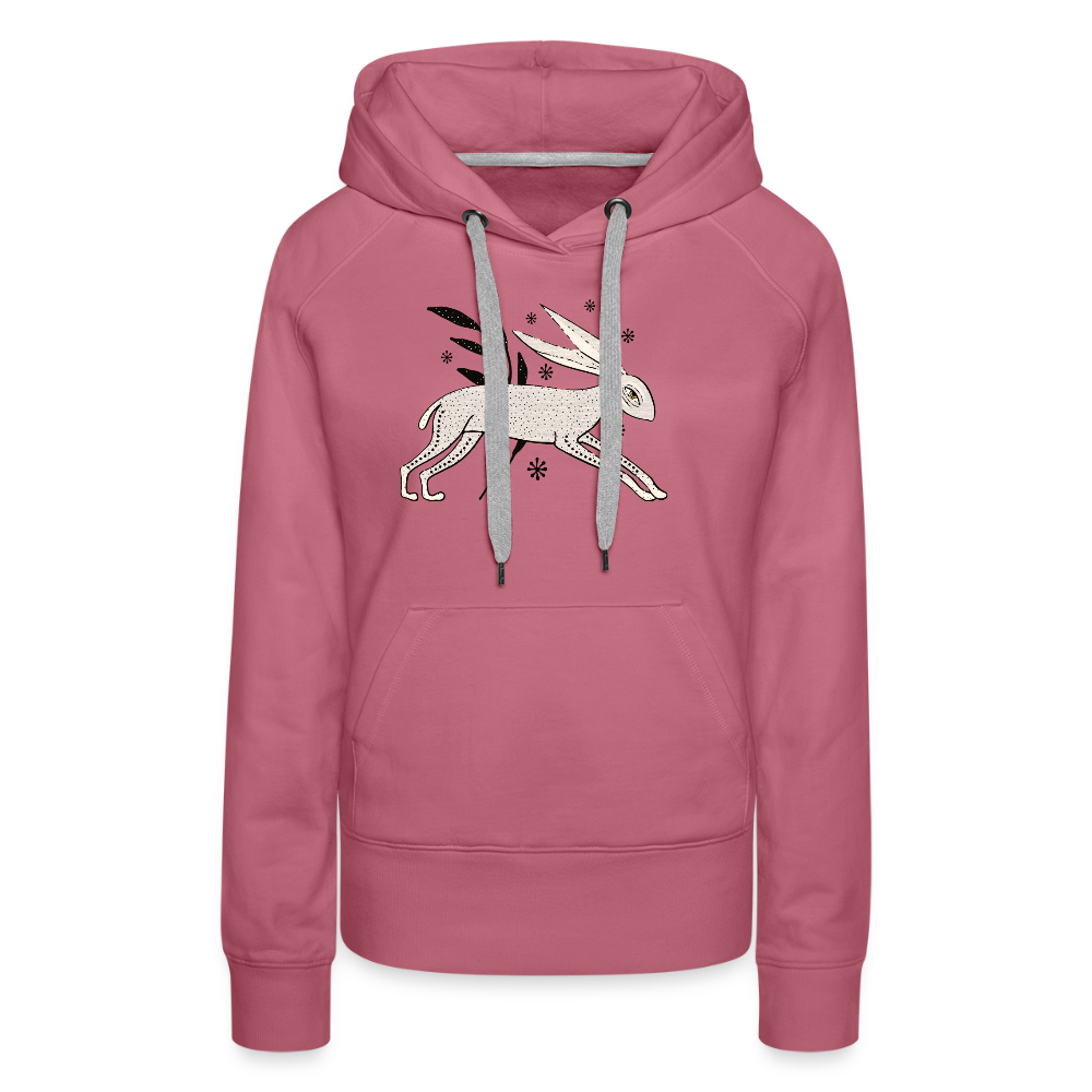 Frauen Premium Hoodie "Winterhase" - Malve