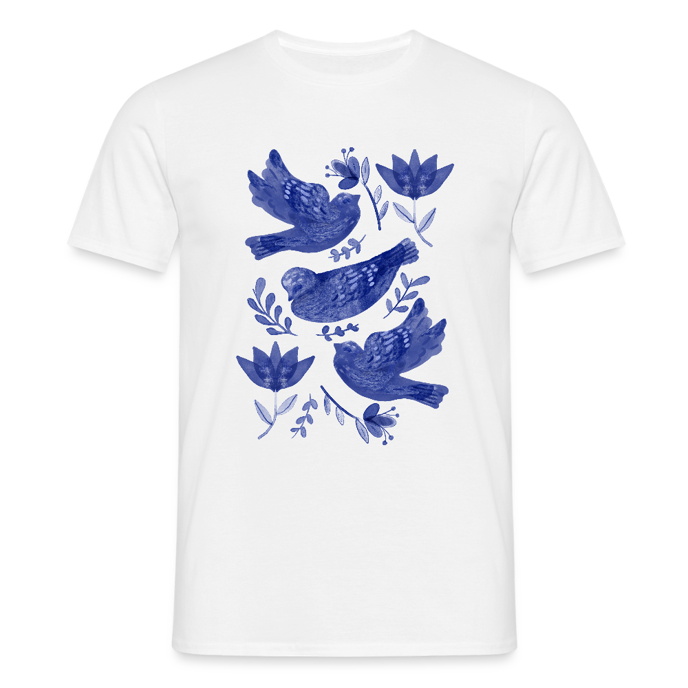 Männer T-Shirt - “Fayence Vögel” - Weiß
