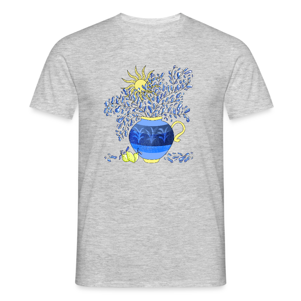 Männer T-Shirt - "Vase mit Zitronen" - Grau meliert