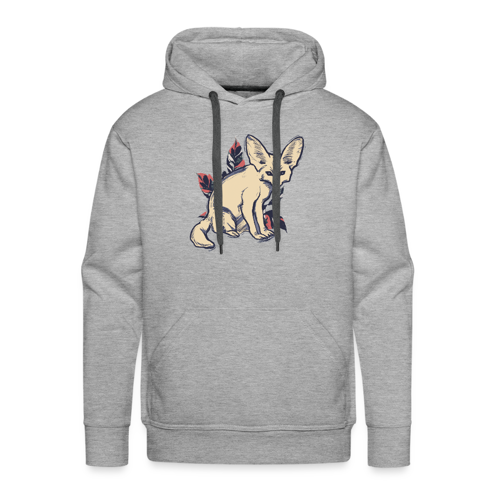 Men’s Premium Hoodie - "Vintage Wüstenfuchs" - Grau meliert