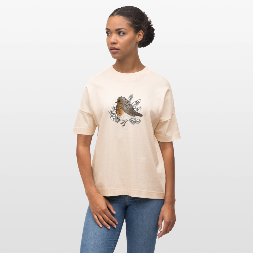 Stanley/Stella Oversized Unisex Bio T-Shirt - "Rotkehlchen" - Weißgrau