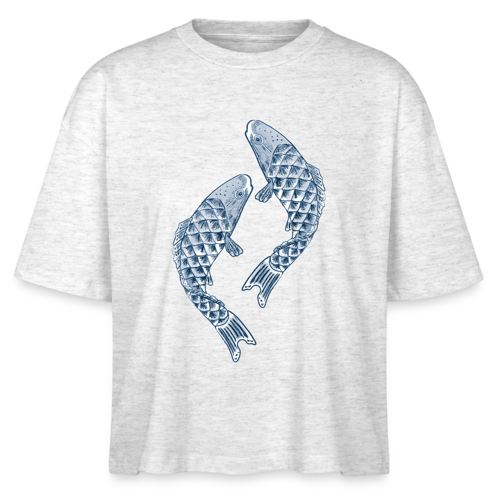 Stanley/Stella Frauen Boxy Bio-T-Shirt - “Blaue Kois” - Weiß meliert