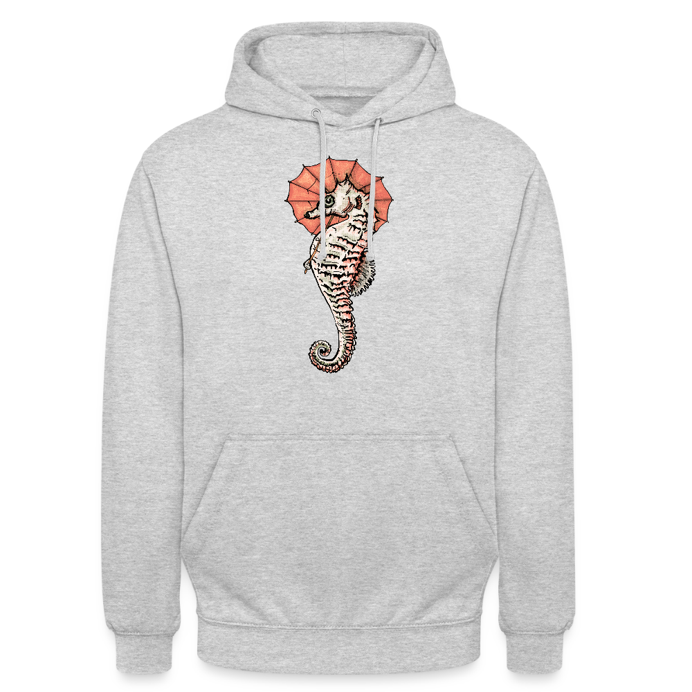 Unisex Hoodie - "Seepferdchen Mandarin" - Hellgrau meliert
