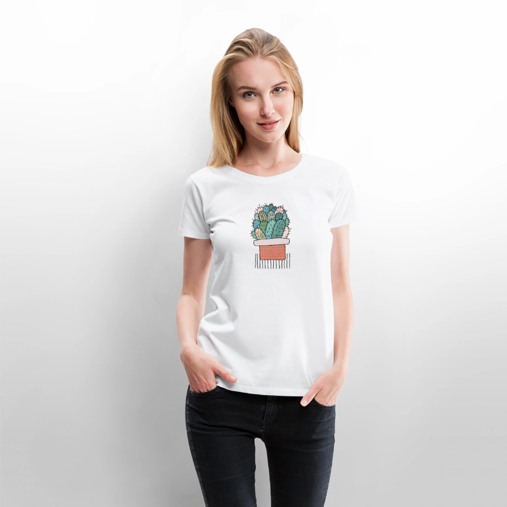 Frauen Premium T-Shirt "Kaktus in Terracotta" - Weiß