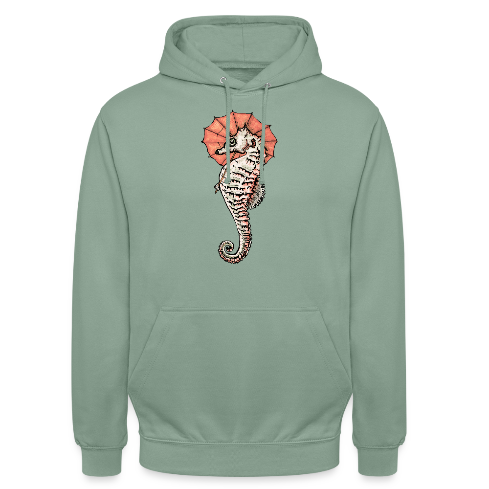 Unisex Hoodie - "Seepferdchen Mandarin" - Graugrün