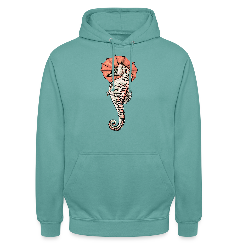 Unisex Hoodie - "Seepferdchen Mandarin" - Pastelltürkis