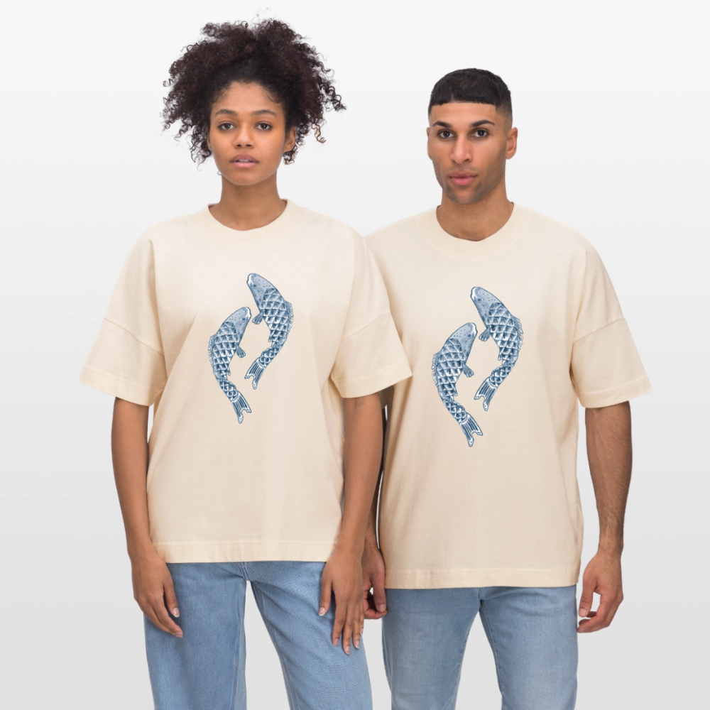 Stanley/Stella Oversized Unisex Bio T-Shirt - “Blaue Kois” - Weißgrau