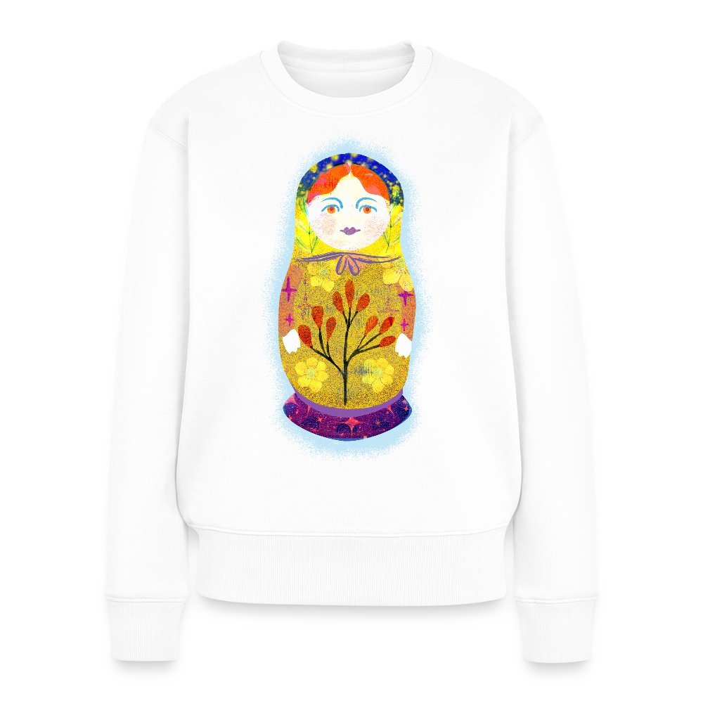 Frauen Premium Pullover - “Retroprint Matroschka” - Weiß