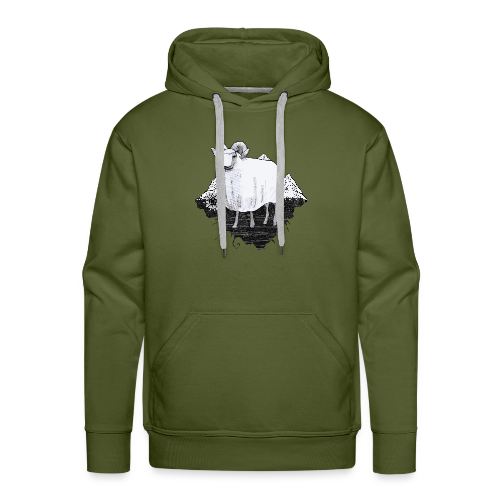 Men’s Premium Hoodie "Schaf in den Bergen" - Olivgrün