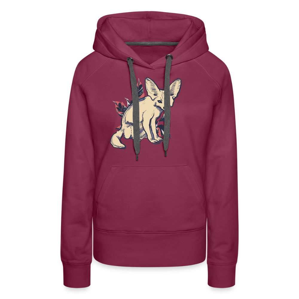 Frauen Premium Hoodie - "Vintage Wüstenfuchs" - Bordeaux