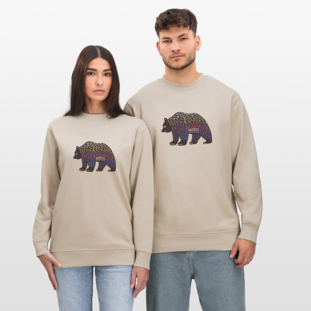 Männer Bio-Sweatshirt - "Bunter Grizzly" - Beige
