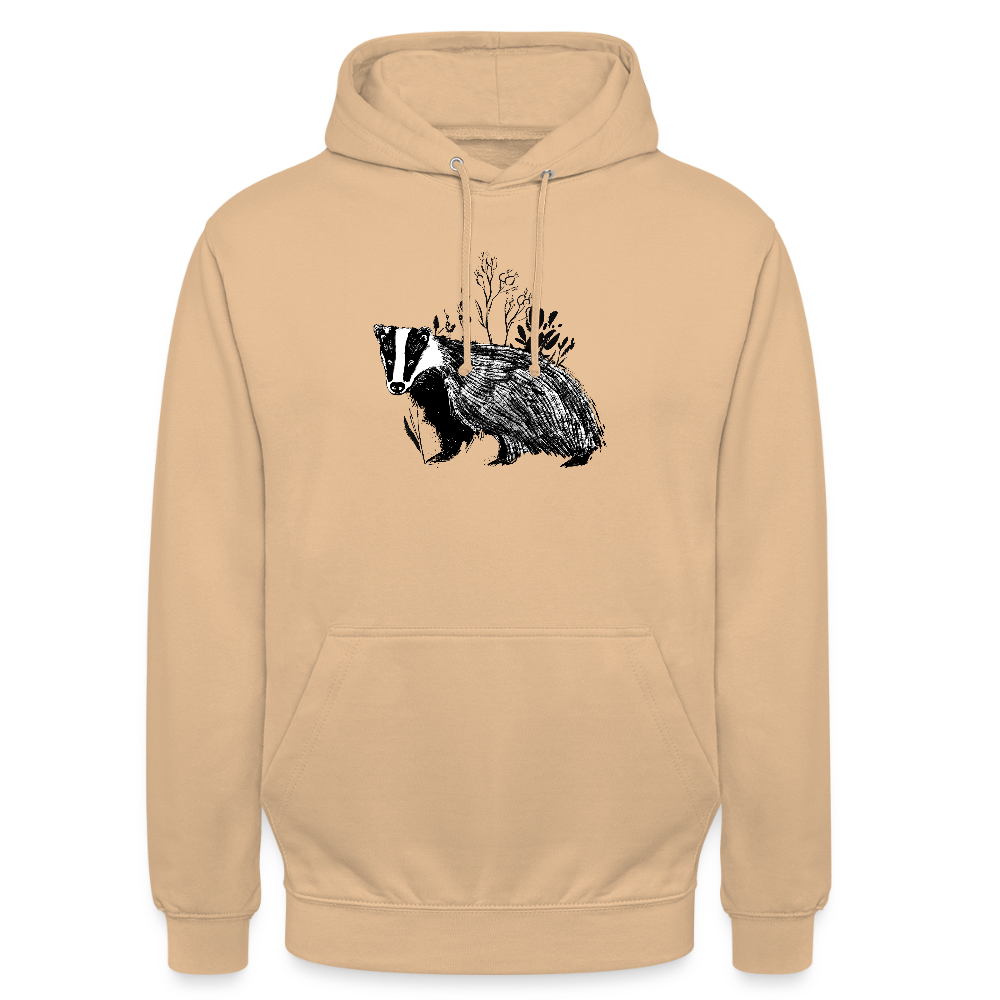 Unisex Hoodie "Dachs im Gras" - Pfirsich