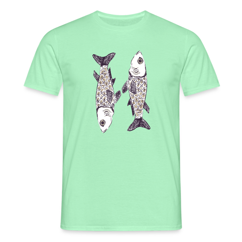 Männer T-Shirt - “Zwei Sardinen” - Mintgrün