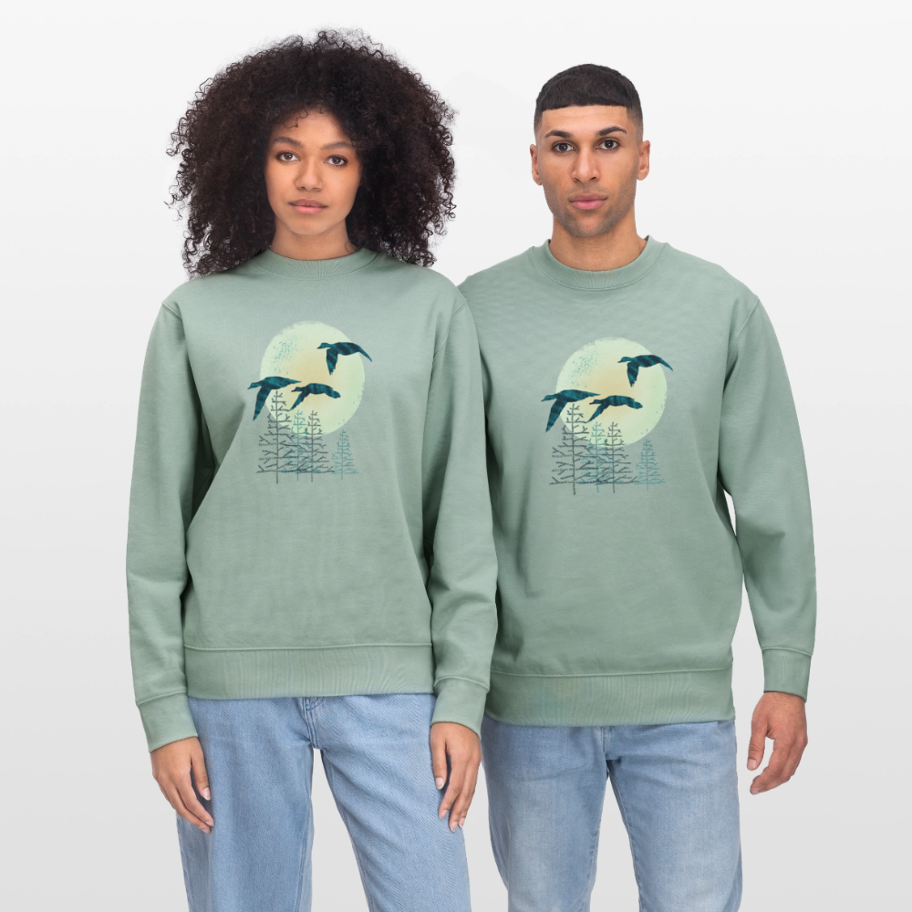 Männer Bio-Sweatshirt "Zugvögel" - Helles Graugrün