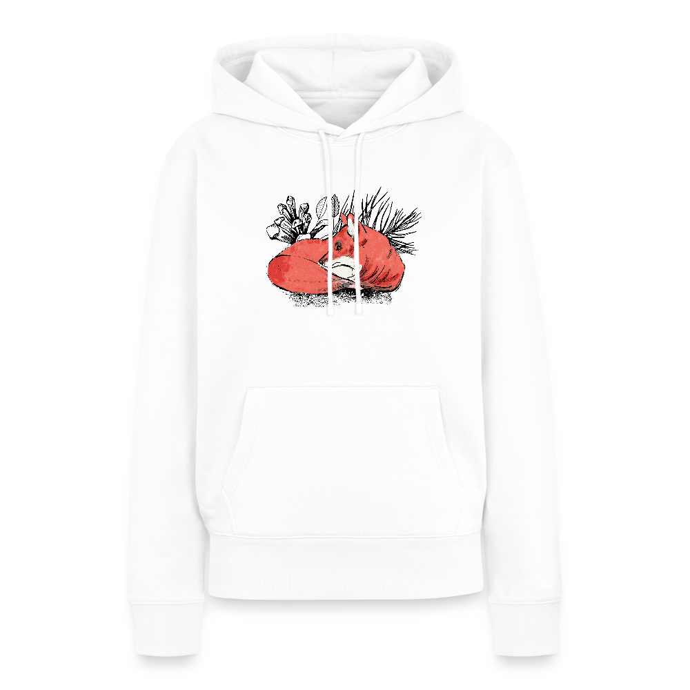 Frauen Premium Hoodie - "Ruhender Fuchs" - Weiß