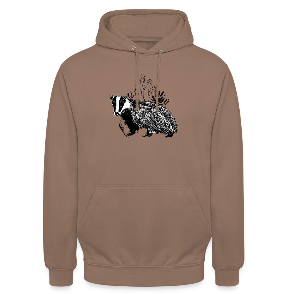 Unisex Hoodie "Dachs im Gras" - Mokka