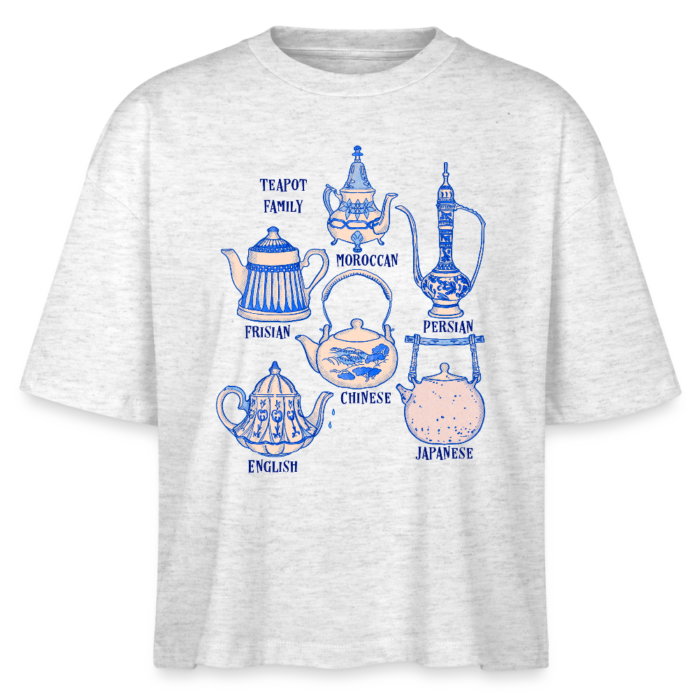 Stanley/Stella Frauen Boxy Bio-T-Shirt - “So Many Teapots” - Weiß meliert
