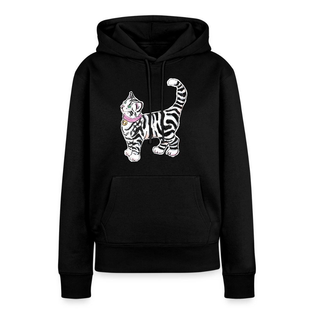 Frauen Premium Hoodie - “Getigerte Katze” - Schwarz