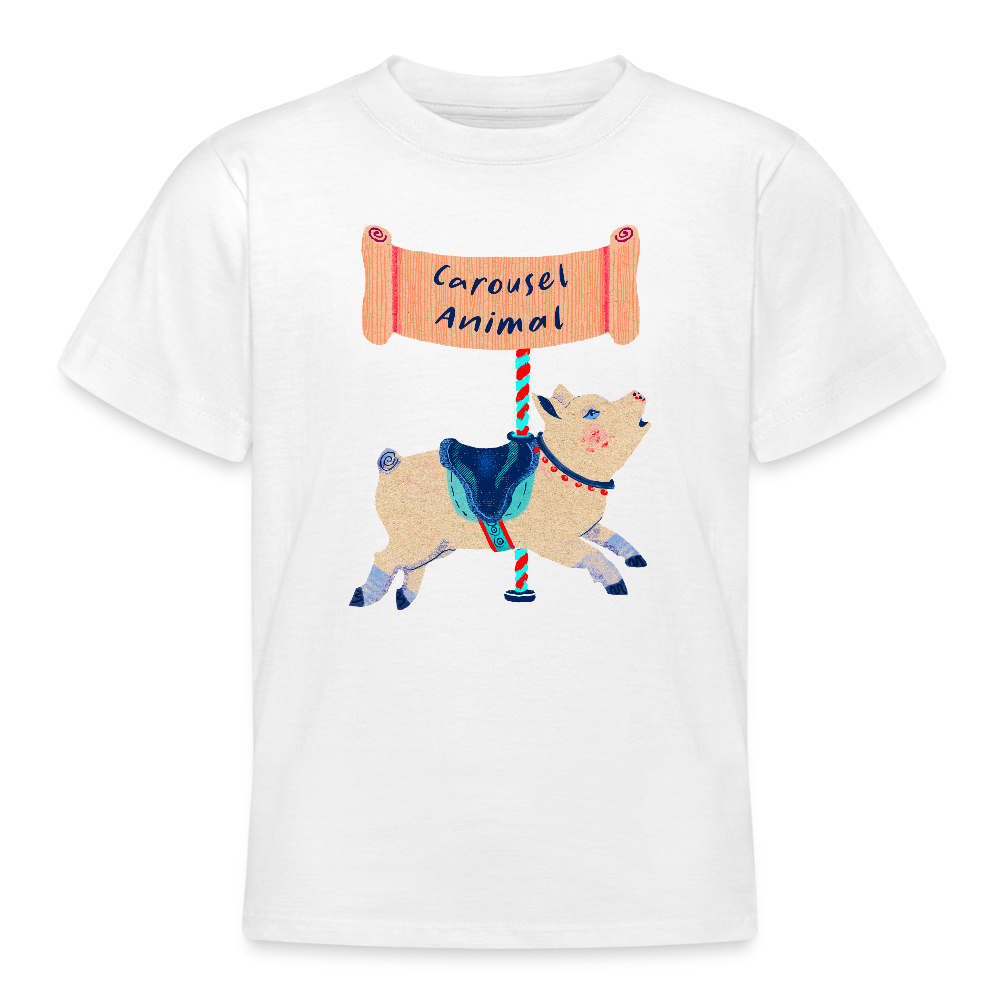 Teenager T-Shirt - “Carousel Animal” - Weiß