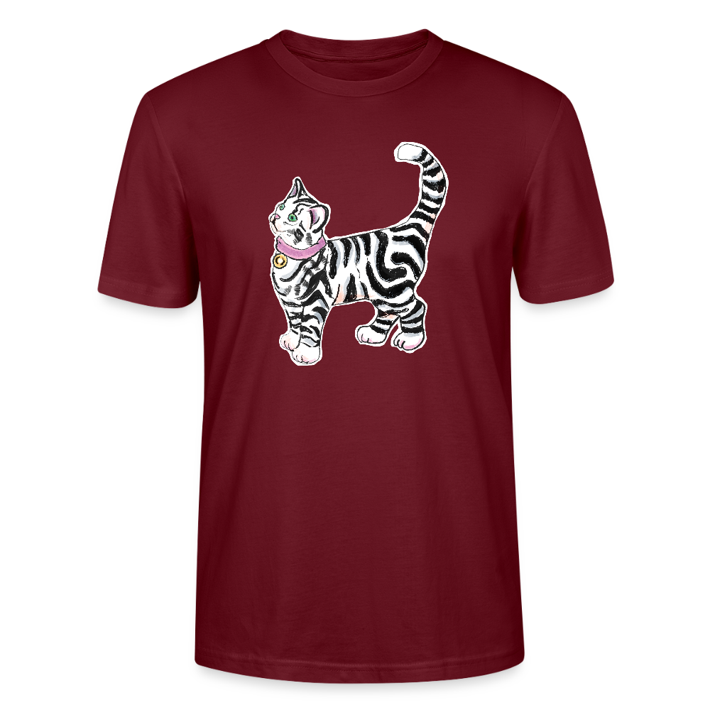 Stanley/Stella Unisex T-Shirt - “Getigerte Katze” - Burgunderrot