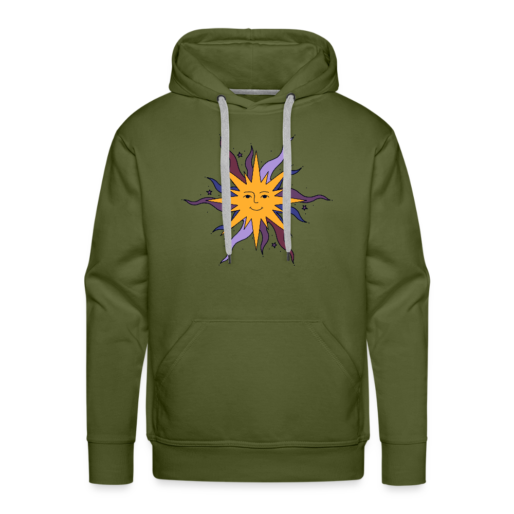 Men’s Premium Hoodie - “Warme Sonne” - Olivgrün