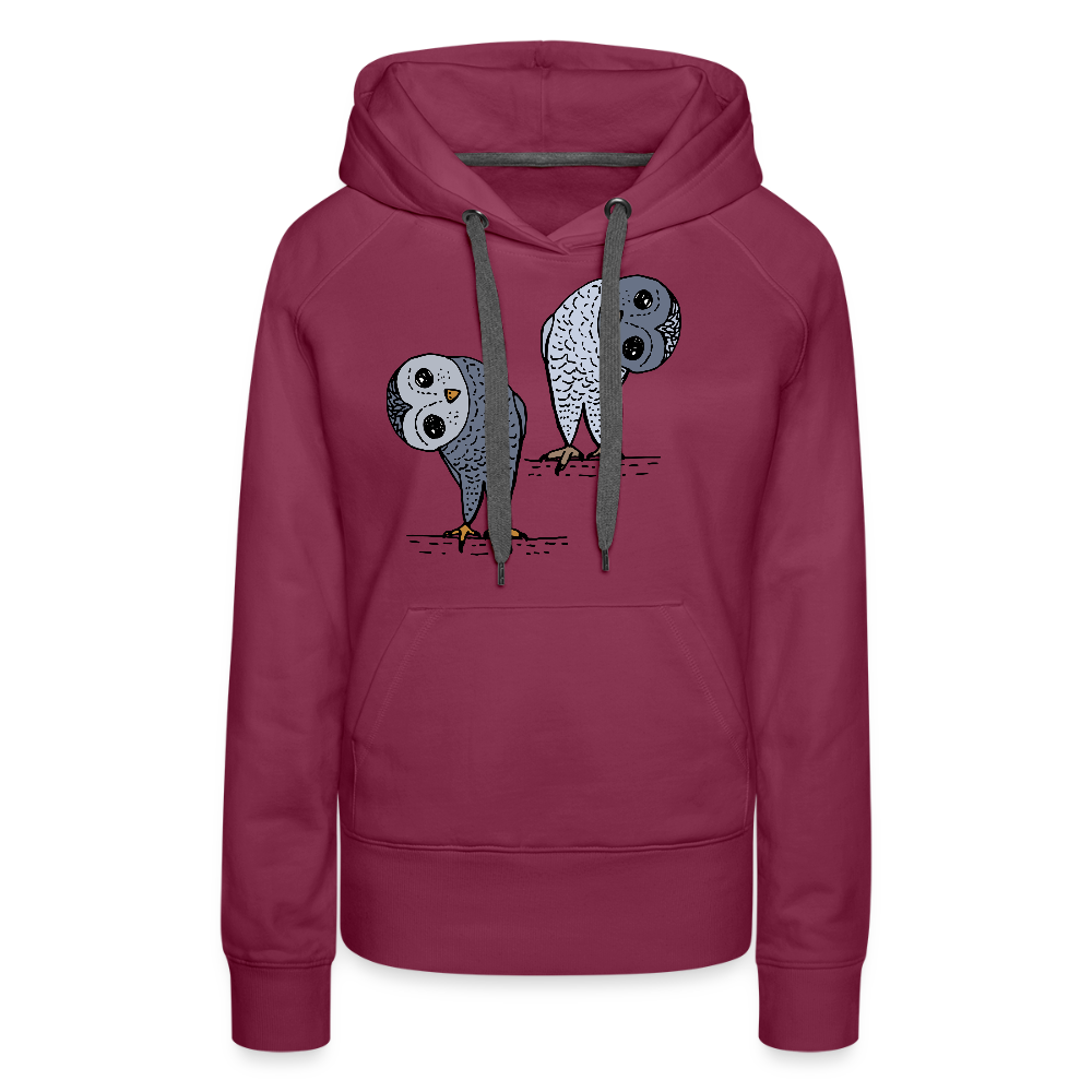 Frauen Premium Hoodie - Staunende Eulen - Bordeaux