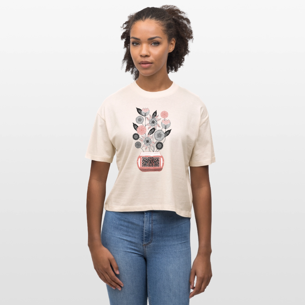 Stanley/Stella Frauen Boxy Bio-T-Shirt - “Vintage Vase” - Weißgrau