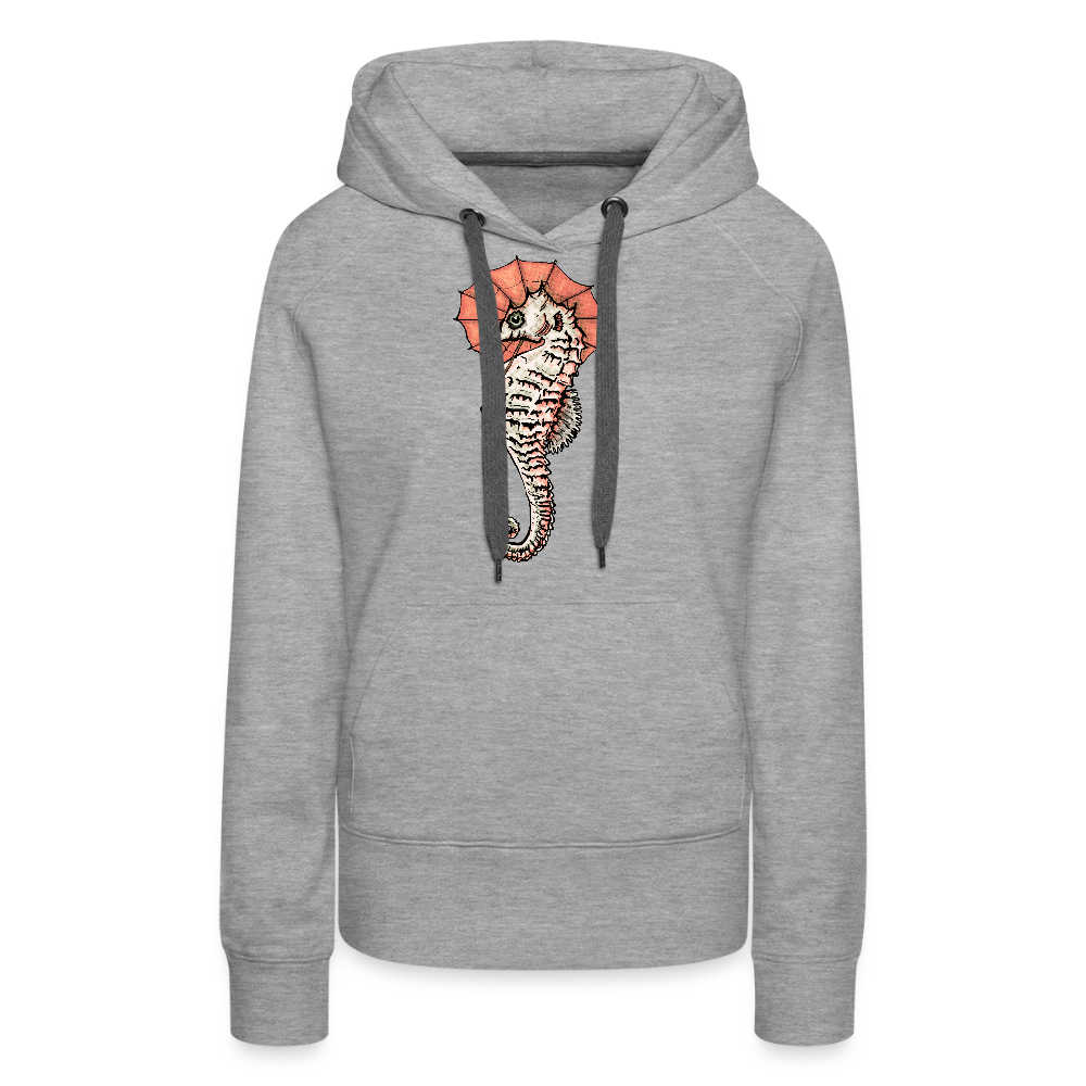 Frauen Premium Hoodie - "Seepferdchen Mandarin" - Grau meliert