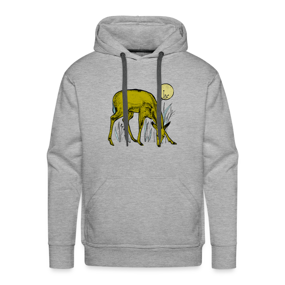 Men’s Premium Hoodie "Reh in Olive" - Grau meliert