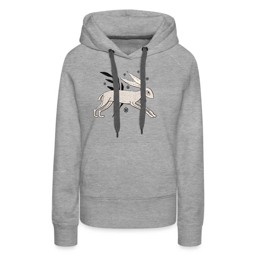 Frauen Premium Hoodie "Winterhase" - Grau meliert