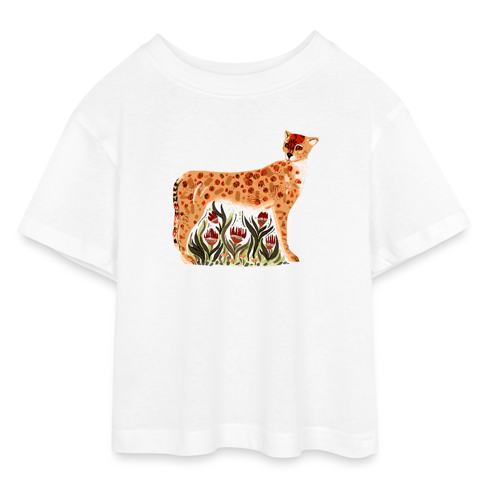 Teen Cropped Jersey T-Shirt - “Choose your Cheetah” - Weiß