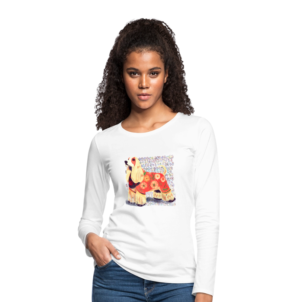 Frauen Premium Langarmshirt - “Dog Figurine” - Weiß