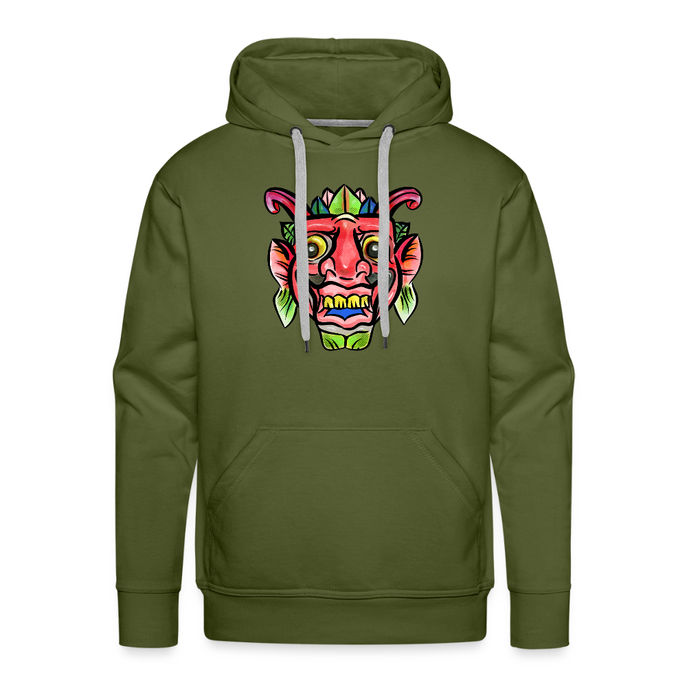 Men’s Premium Hoodie "Bunte Maske" - Olivgrün