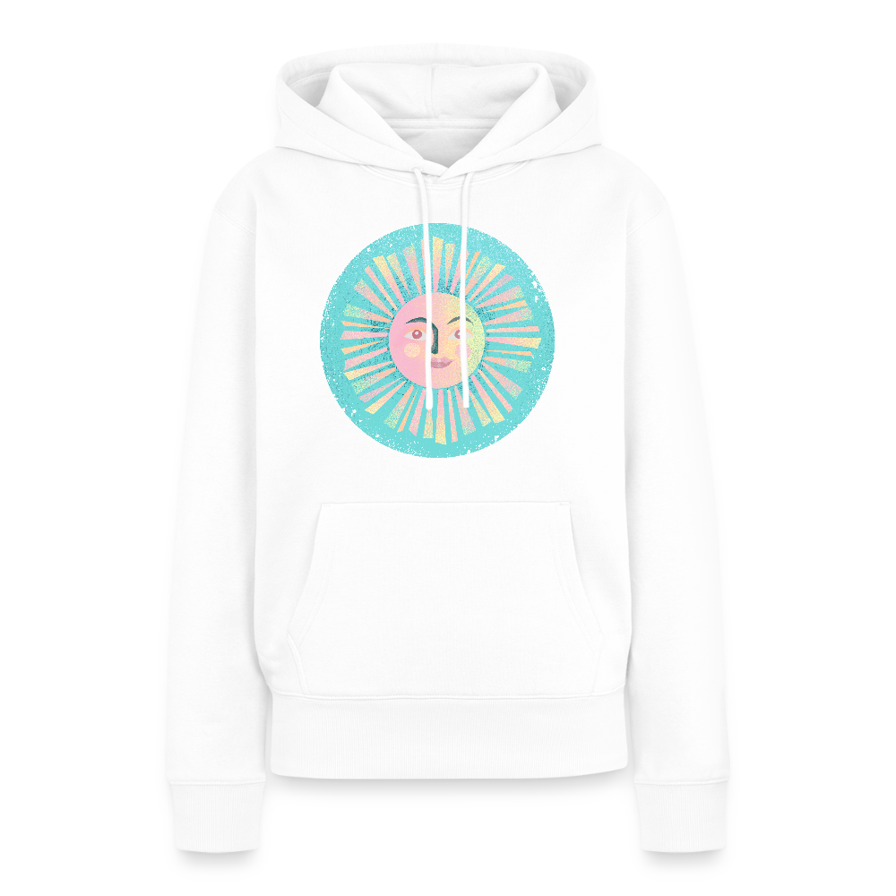 Frauen Premium Hoodie - “Vintage-Sonne” - Weiß