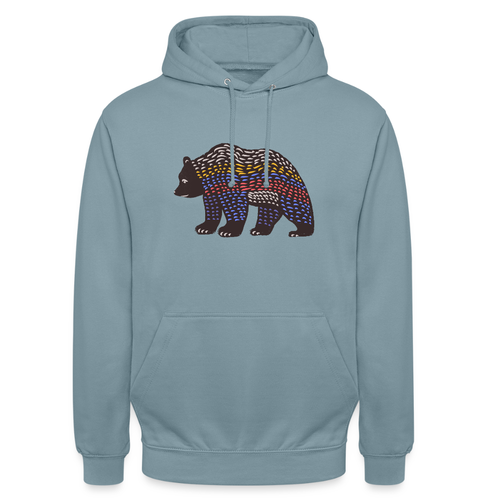 Unisex Hoodie "Bunter Grizzly" - Nebelblau
